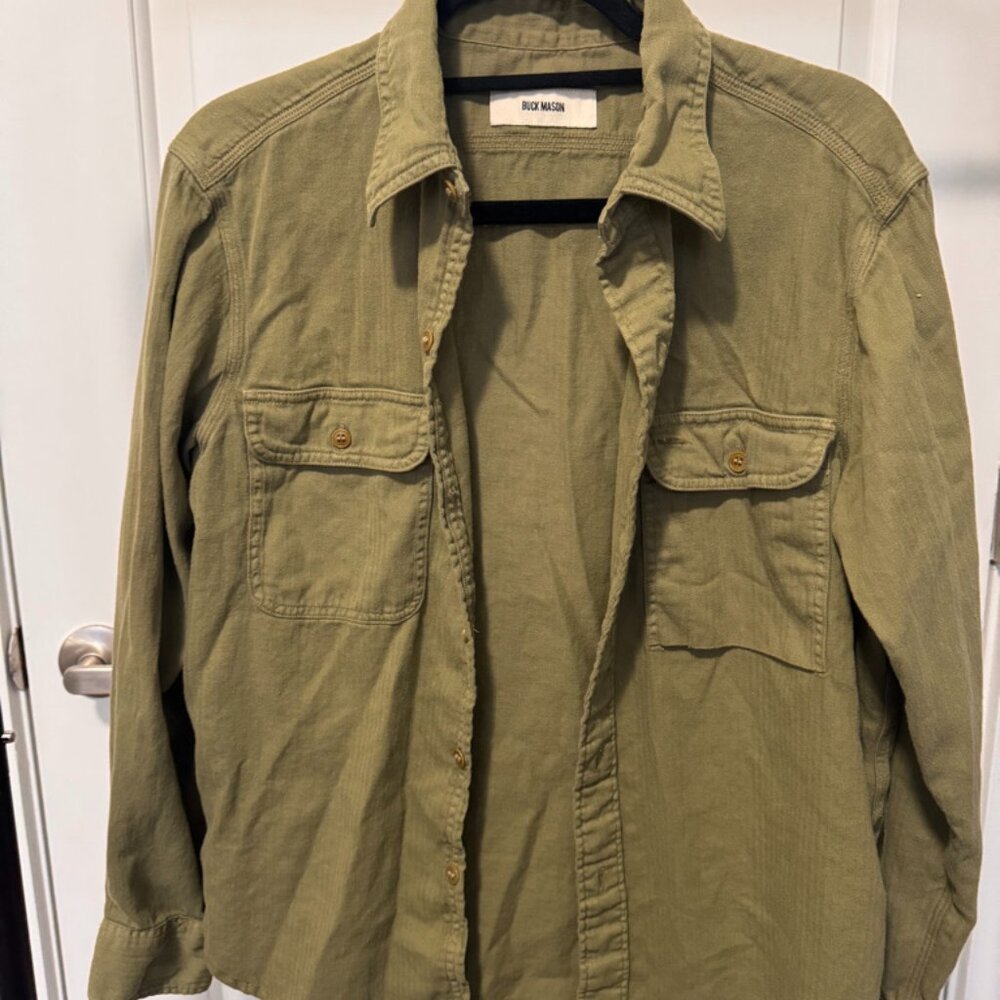 Buck Mason Long Sleeve Button Down - army green